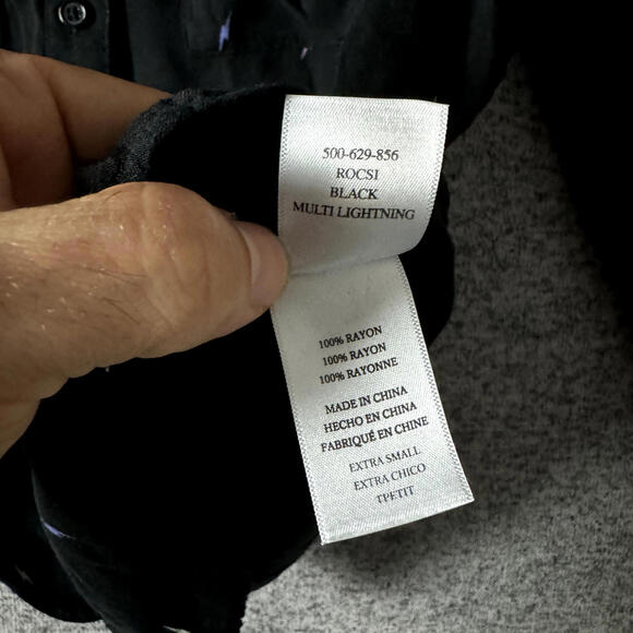 Rails Women's Size XS Black Lightning Print Long Sleeve Button Up Shirt - Picture 7 of 10